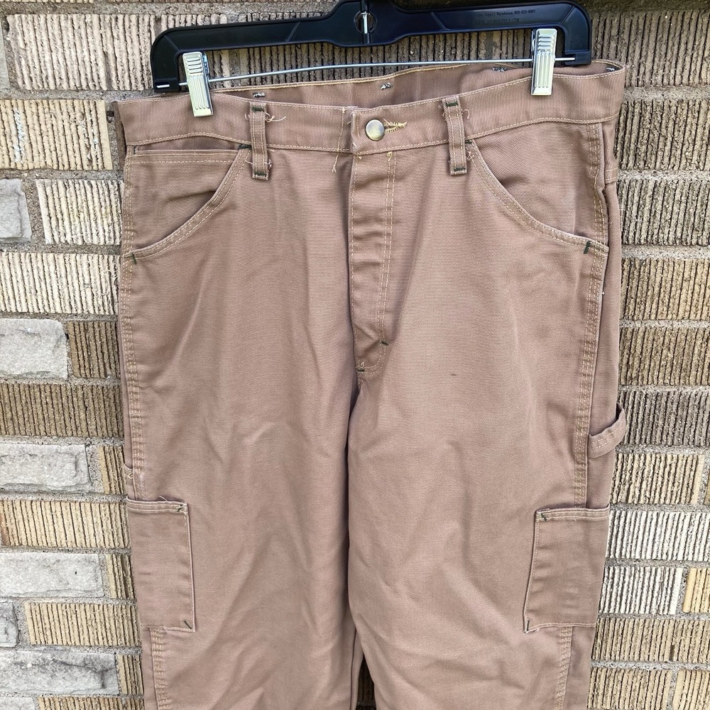 Bulwark FR Carpenter Cargo Pants Mens 34-37U (32x30) Brown Canvas Utility Pocket
